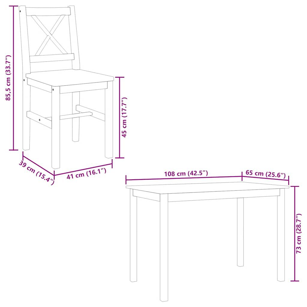 vidaXL 5 Piece Dining Set White