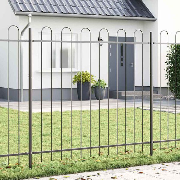 vidaXL Garden Fence 2 pcs Grey 3.4 x 1.5 m Powder-coated Steel