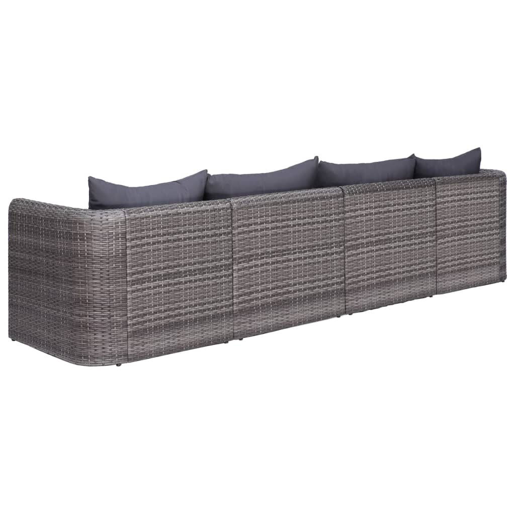 vidaXL 9 Piece Garden Lounge Set with Cushions Poly Rattan Grey