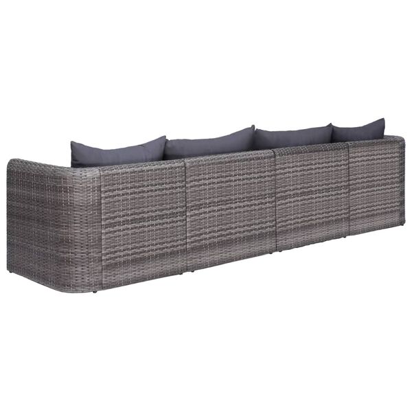 vidaXL 9 Piece Garden Lounge Set with Cushions Poly Rattan Grey