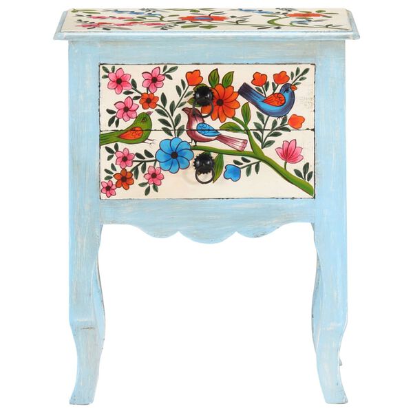 vidaXL Hand Painted Bedside Cabinet 40x30x50 cm Solid Mango Wood