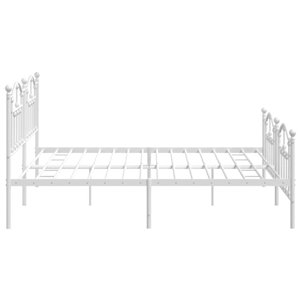 vidaXL Metal Bed Frame without Mattress with Footboard White 193x203cm