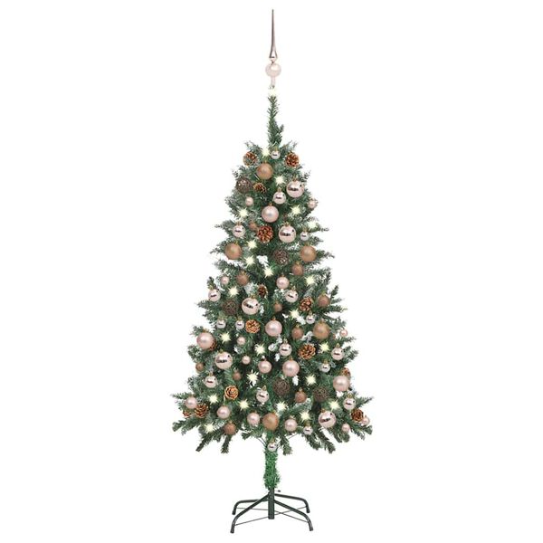 vidaXL Artificial Pre-lit Christmas Tree with Ball Set&Pine Cones 150 cm