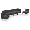 vidaXL 6 Piece Garden Lounge Set with Cushions Poly Rattan Black