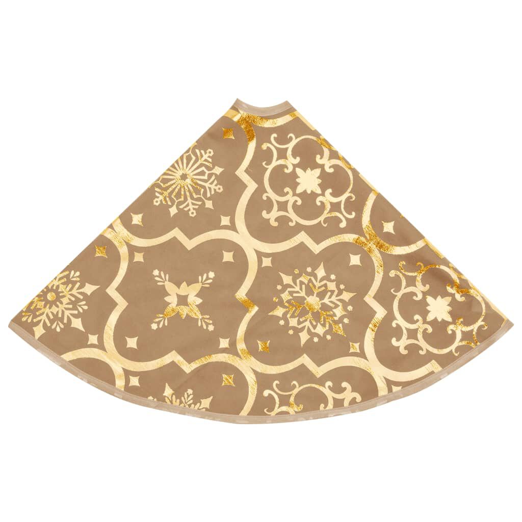vidaXL Luxury Christmas Tree Skirt with Sock Yellow 90 cm Fabric