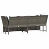 vidaXL Garden Sofa with Cushions Grey Poly Rattan