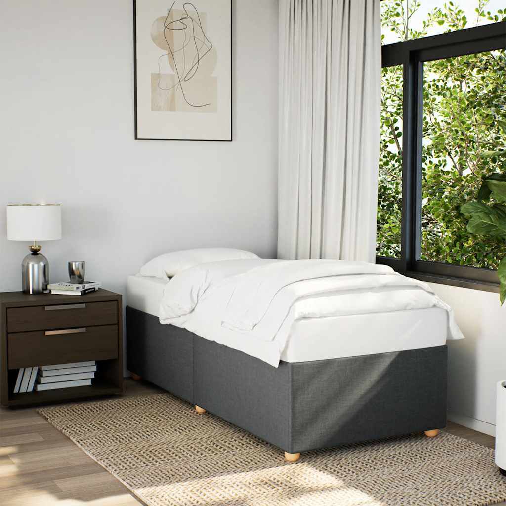 vidaXL Bed Frame without Mattress Dark Grey Twin Fabric