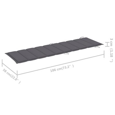 vidaXL Rocking Sun Lounger with Cushion Solid Teak Wood
