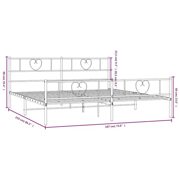 vidaXL Metal Bed Frame without Mattress with Footboard Black 183x213cm