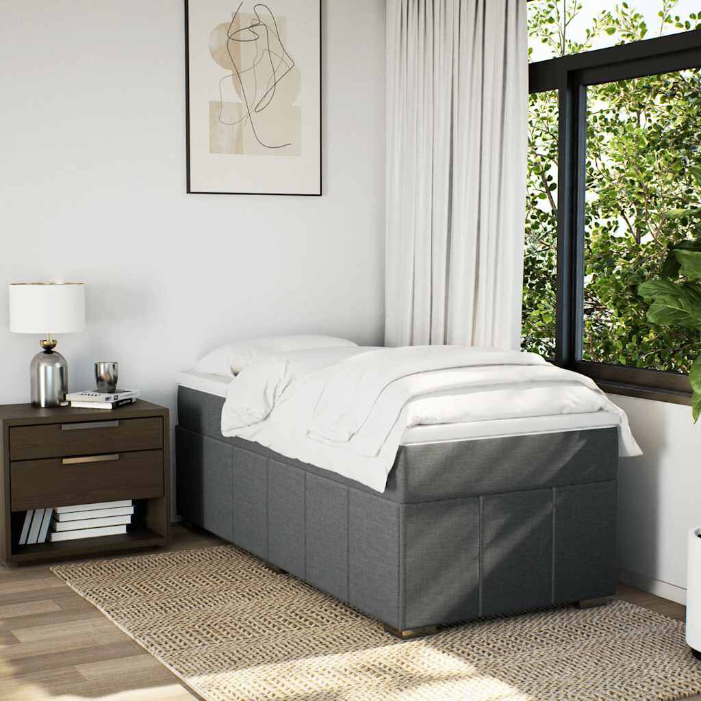 vidaXL Box Spring Bed with Mattress Dark Grey Twin XL Fabric