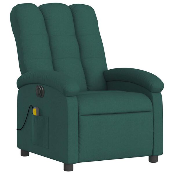 vidaXL Electric Massage Recliner Chair Dark Green Fabric