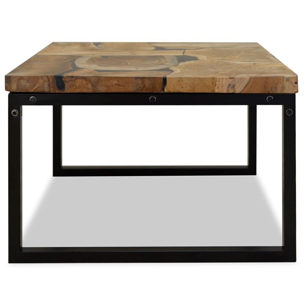 vidaXL Coffee Table Teak Resin 60x60x40 cm Black and Brown