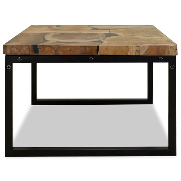 vidaXL Coffee Table Teak Resin 60x60x40 cm Black and Brown