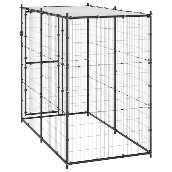 vidaXL Outdoor Dog Kennel Steel with Roof 110x220x180 cm