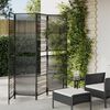 vidaXL Room Divider 4 Panels Black Poly Rattan