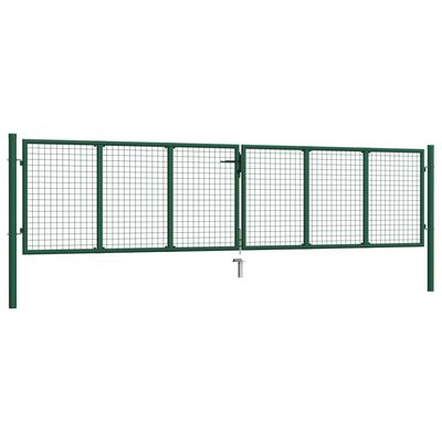 vidaXL Mesh Garden Gate Steel 390x100 cm Green