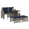 vidaXL 4 Piece Garden Sofa Set with Cushions Grey Poly Rattan Glass