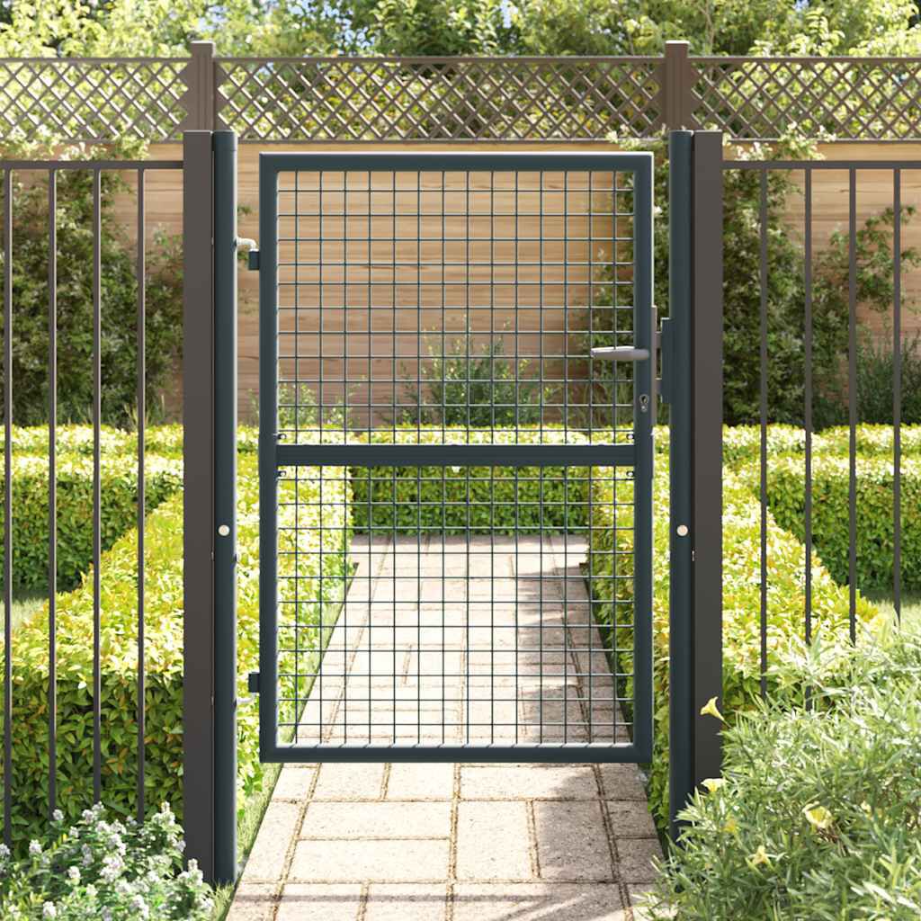 vidaXL Mesh Garden Gate Galvanised Steel 100x125 cm Grey