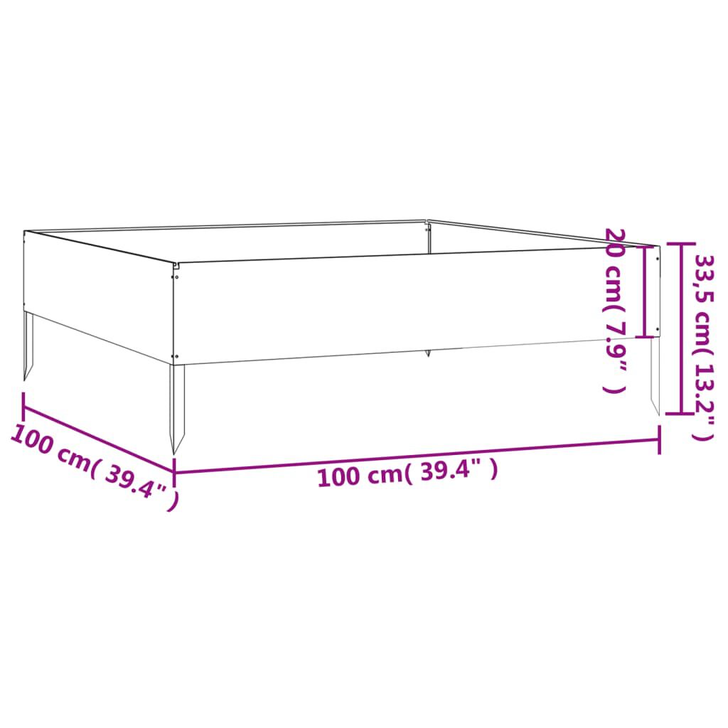 vidaXL Garden Raised Bed 100x100x33.5 cm Corten Steel