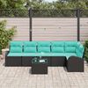 vidaXL Garden Sofa Set 7 pcs Black and Turquoise Poly Rattan