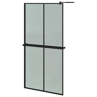 vidaXL Walk-in Shower Wall with Shelf Black 100x195 cm ESG Glass&Aluminium