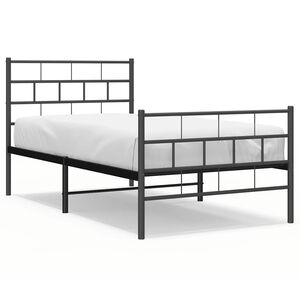 vidaXL Metal Bed Frame without Mattress with Footboard Black 100x190cm