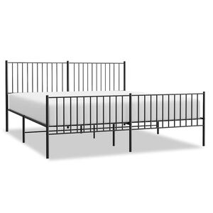 vidaXL Metal Bed Frame without Mattress with Footboard Black 183x213cm