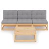 vidaXL 4 Piece Garden Lounge Set with Cushions Solid Pinewood