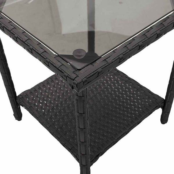 vidaXL Garden Sofa with Table&Cushions L-shaped Black Poly Rattan