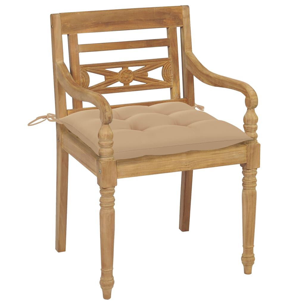 vidaXL Batavia Chairs with Cushions 6 pcs Solid Teak Wood