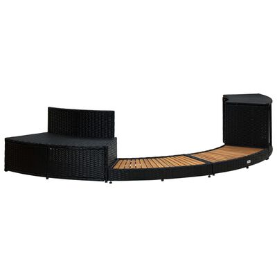 vidaXL Spa Surround Black Poly Rattan and Acacia Wood