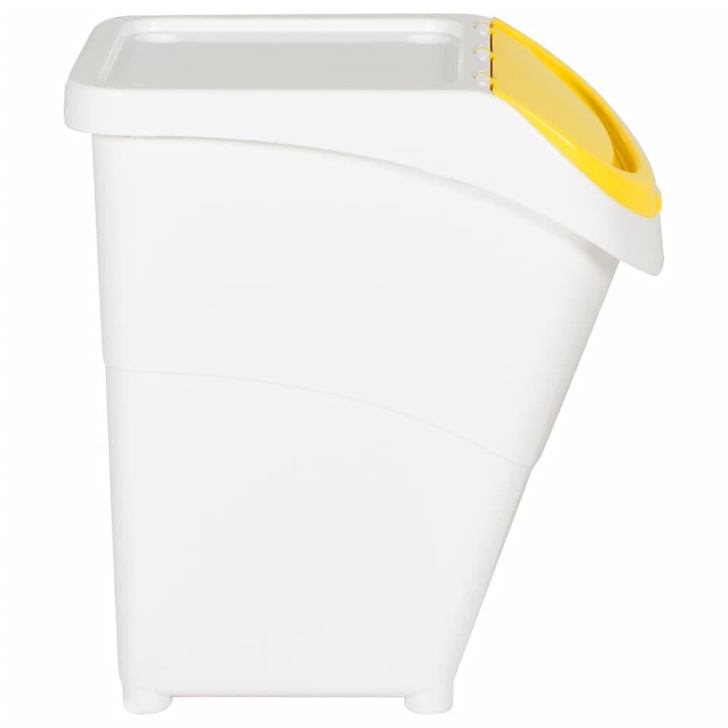 vidaXL Stackable Waste Bins with Lids 3 pcs White PP 120 L