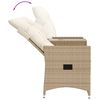 vidaXL Reclining Garden Sofa 2-Seater with Table Beige Poly Rattan