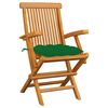 vidaXL Garden Chairs with Green Cushions 3 pcs Solid Teak Wood