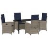 vidaXL Garden Dining Set with Cushion 5 pcs Grey Poly Rattan