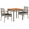 vidaXL 5 Piece Garden Dining Set with Cushions Grey Poly Rattan
