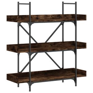 vidaXL Bookcase 3-Tier Smoked Oak 100x33x108.5 cm Engineered Wood