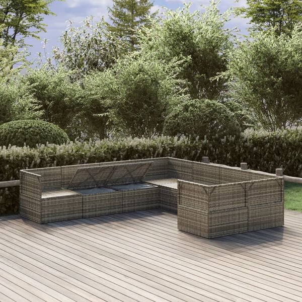 vidaXL 8 Piece Garden Lounge Set with Cushions Grey Poly Rattan