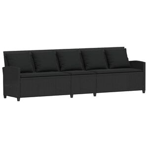 vidaXL Garden Sofa 5-Seater with Cushions Black Poly Rattan