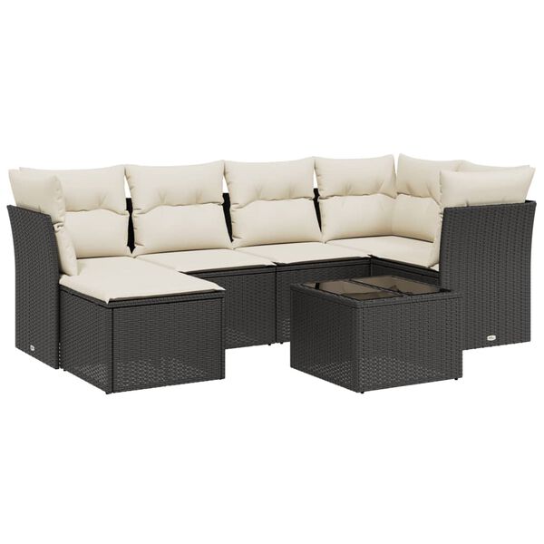 vidaXL 6 Piece Garden Sofa Set with Cushions Black Poly Rattan