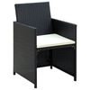 vidaXL 4 Piece Garden Lounge with Cushions Set Poly Rattan Black