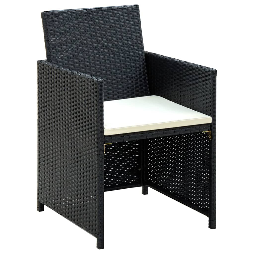 vidaXL 4 Piece Garden Lounge with Cushions Set Poly Rattan Black