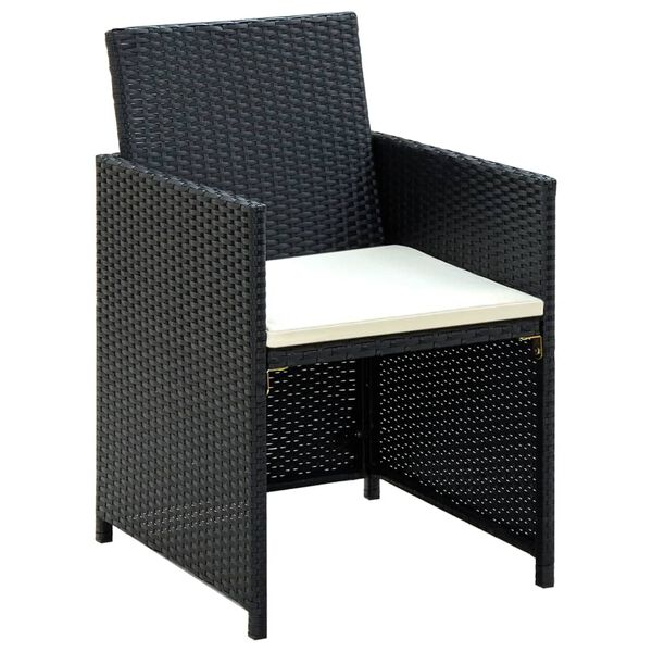 vidaXL 4 Piece Garden Lounge with Cushions Set Poly Rattan Black