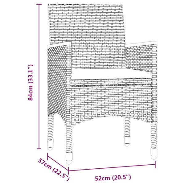 vidaXL 5 Piece Garden Dining Set with Cushions Black