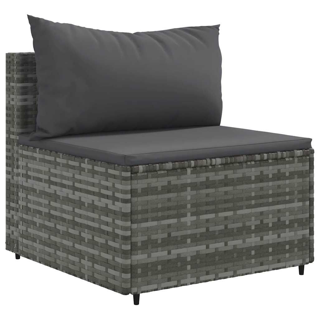 vidaXL 6 Piece Garden Lounge Set with Cushions Grey Poly Rattan