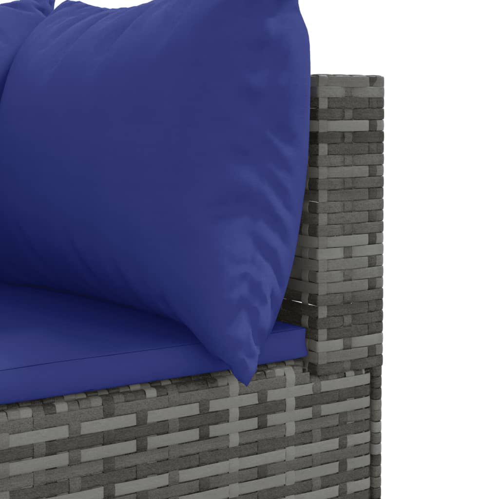 vidaXL 8 Piece Garden Lounge Set with Cushions Grey Poly Rattan