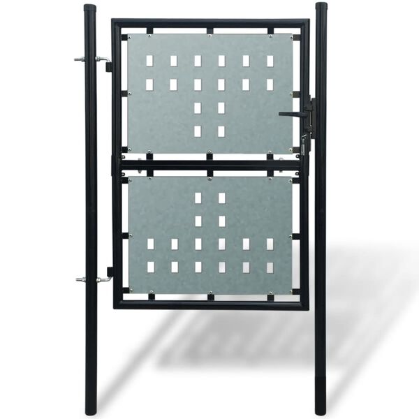 vidaXL Black Single Door Fence Gate 100x125 cm