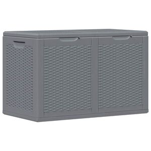 vidaXL Garden Storage Box Grey PP Rattan 180 L