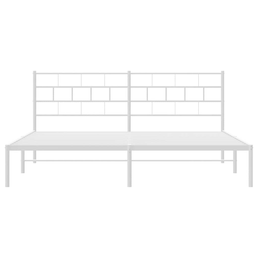 vidaXL Metal Bed Frame without Mattress with Headboard White 183x213cm