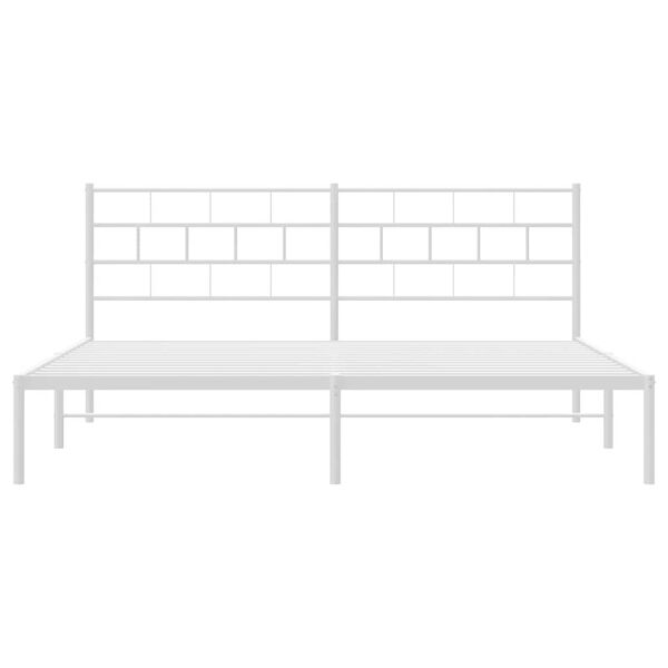 vidaXL Metal Bed Frame without Mattress with Headboard White 183x213cm